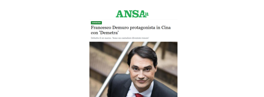 Francesco Demuro protagonista in Cina con 'Demetra'