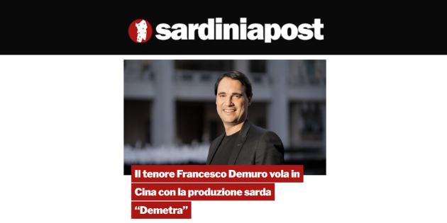 Il tenore Francesco Demuro vola in Cina con la produzione sarda “Demetra”